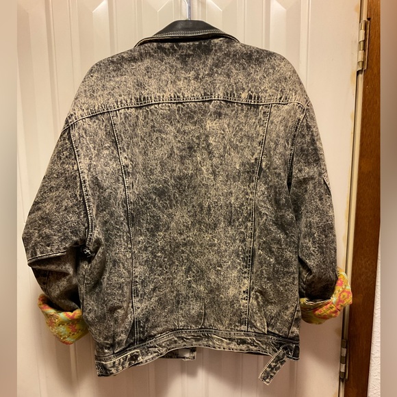 Vintage 80's Mirage Men's Acid Wash Denim Bomber jacket Leather Trim size XL. - Picture 7 of 9